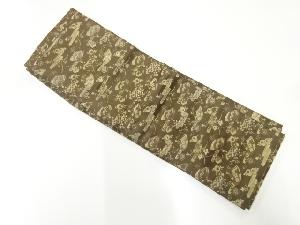 アンティーク　ヱ霞に草花模様織出し半幅帯（材料）